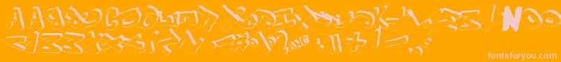 Yes3Drotated-Schriftart – Rosa Schriften auf orangefarbenem Hintergrund