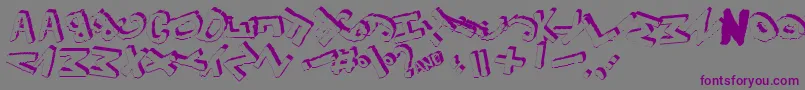 フォントYes3Drotated – 紫色のフォント、灰色の背景