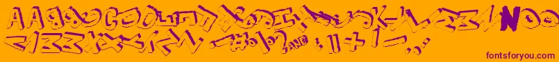 Yes3Drotated-Schriftart – Violette Schriften auf orangefarbenem Hintergrund