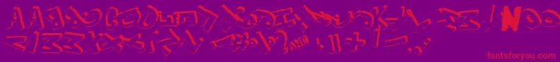 Yes3Drotated-Schriftart – Rote Schriften auf violettem Hintergrund