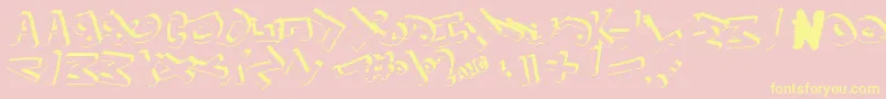 Yes3Drotated Font – Yellow Fonts on Pink Background