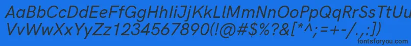 HkgroteskMediumlegacyitalic Font – Black Fonts on Blue Background