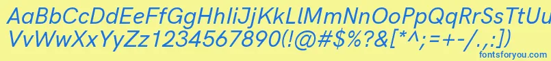 HkgroteskMediumlegacyitalic Font – Blue Fonts on Yellow Background