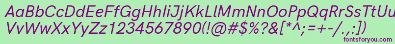 HkgroteskMediumlegacyitalic Font – Purple Fonts on Green Background