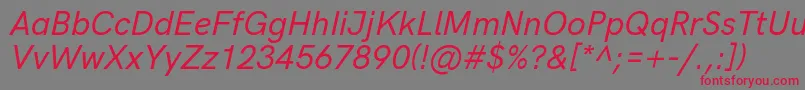 HkgroteskMediumlegacyitalic Font – Red Fonts on Gray Background