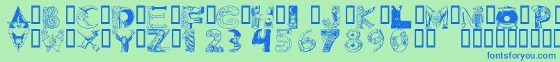 フォント101ween – 青い文字は緑の背景です。