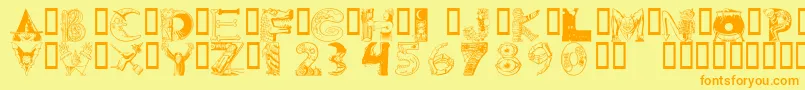 101ween-fontti – oranssit fontit keltaisella taustalla