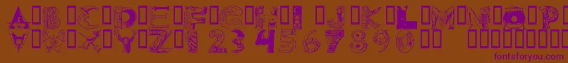 フォント101ween – 紫色のフォント、茶色の背景