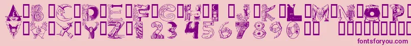 Fonte 101ween – fontes roxas em um fundo rosa
