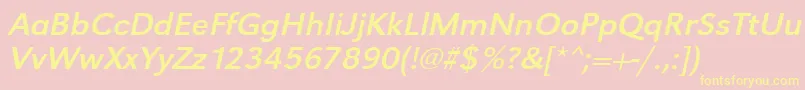 UrwgrotesktwidOblique-Schriftart – Gelbe Schriften auf rosa Hintergrund