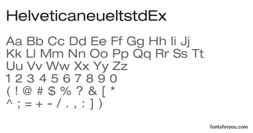 A fonte HelveticaneueltstdEx – alfabeto, números, caracteres especiais