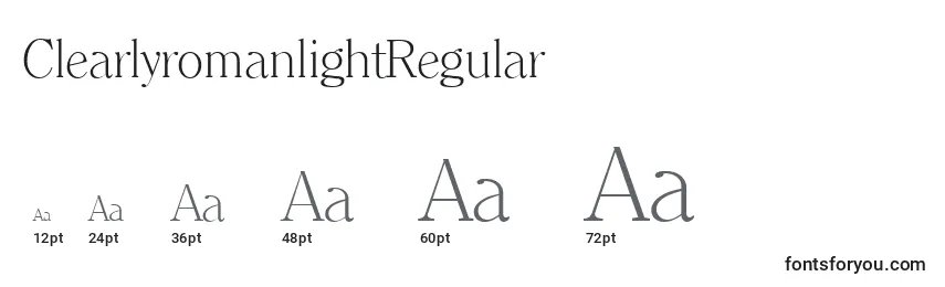 Размеры шрифта ClearlyromanlightRegular