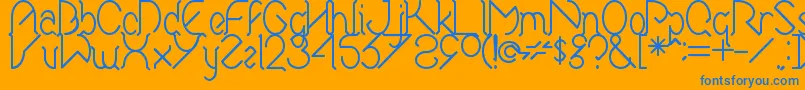 Elwonko-Schriftart – Blaue Schriften auf orangefarbenem Hintergrund