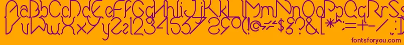 Elwonko-Schriftart – Violette Schriften auf orangefarbenem Hintergrund