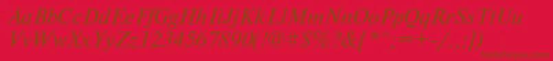 NewtonkoicttItalic-Schriftart – Braune Schriften auf rotem Hintergrund