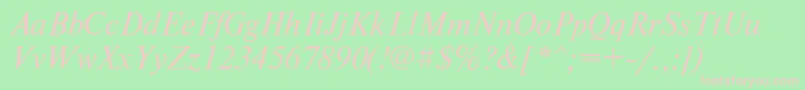 Fonte NewtonkoicttItalic – fontes rosa em um fundo verde