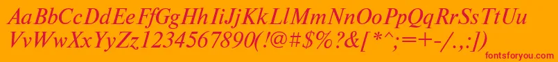 Fonte NewtonkoicttItalic – fontes vermelhas em um fundo laranja