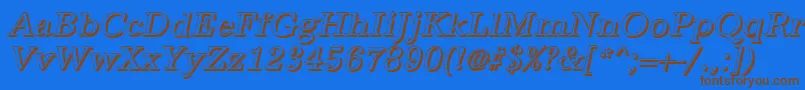 フォントAntiquashItalic – 茶色の文字が青い背景にあります。