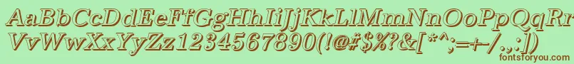 フォントAntiquashItalic – 緑の背景に茶色のフォント