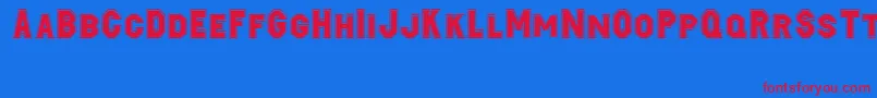 Jacobi-Schriftart – Rote Schriften auf blauem Hintergrund