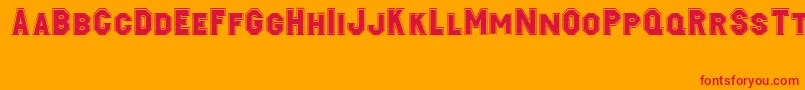 Jacobi-Schriftart – Rote Schriften auf orangefarbenem Hintergrund