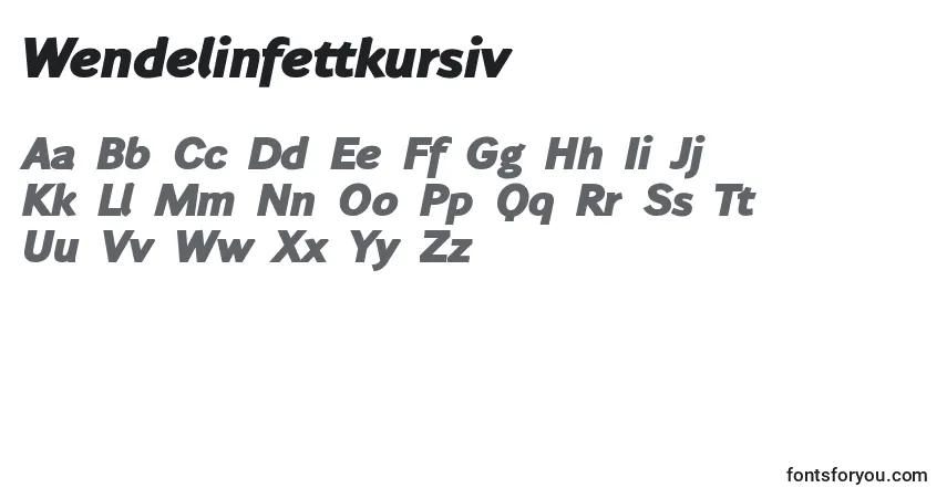 Шрифт Wendelinfettkursiv – алфавит, цифры, специальные символы