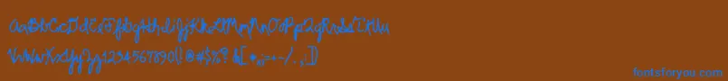 Scrawler-Schriftart – Blaue Schriften auf braunem Hintergrund