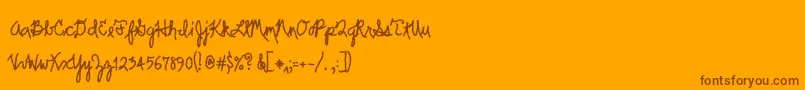 Saiba mais sobre a fonte Scrawler Fonte Scrawler – fontes marrons em um fundo laranja