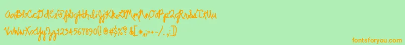 Scrawler-fontti – oranssit fontit vihreällä taustalla