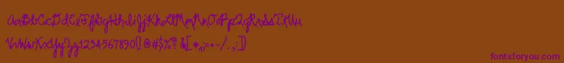 Scrawler-Schriftart – Violette Schriften auf braunem Hintergrund