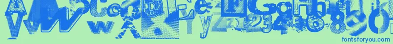 Xerographerfonts-fontti – siniset fontit vihreällä taustalla