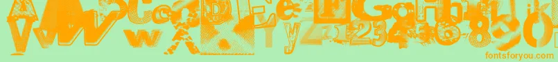 Xerographerfonts-Schriftart – Orangefarbene Schriften auf grünem Hintergrund