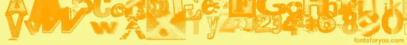 Xerographerfonts-fontti – oranssit fontit keltaisella taustalla