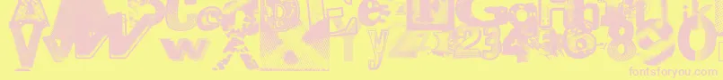 Xerographerfonts-fontti – vaaleanpunaiset fontit keltaisella taustalla