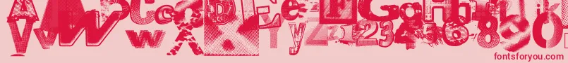 Xerographerfonts-Schriftart – Rote Schriften auf rosa Hintergrund