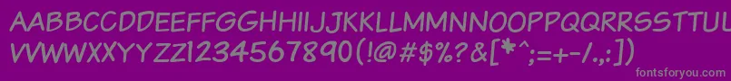 フォントVtcsundaykomixcaps – 紫の背景に灰色の文字