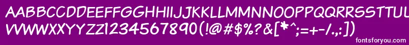 Шрифт Vtcsundaykomixcaps – белые шрифты на фиолетовом фоне