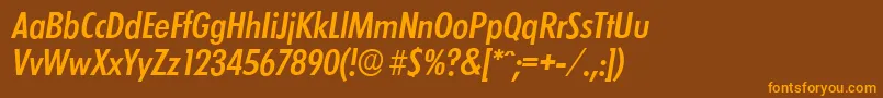 Czcionka LimerickcdserialMediumItalic – pomarańczowe czcionki na brązowym tle