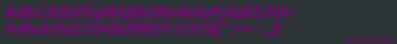 フォントLimerickcdserialMediumItalic – 黒い背景に紫のフォント
