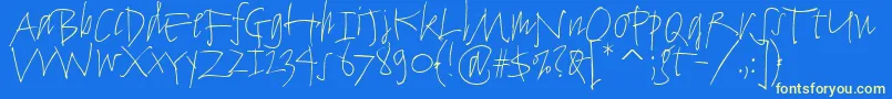 CyberkugelitcTt Font – Yellow Fonts on Blue Background