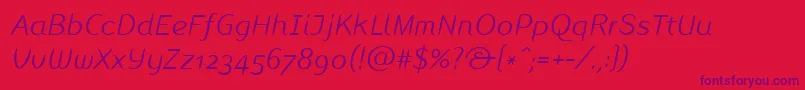 LinotypeInagurLightItalic Font – Purple Fonts on Red Background
