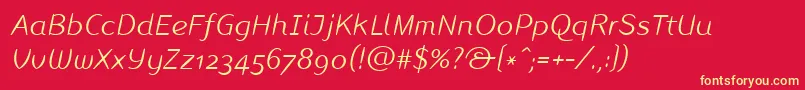 LinotypeInagurLightItalic Font – Yellow Fonts on Red Background
