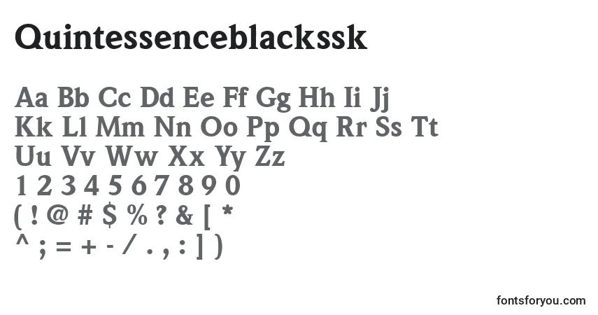 A fonte Quintessenceblackssk – alfabeto, números, caracteres especiais