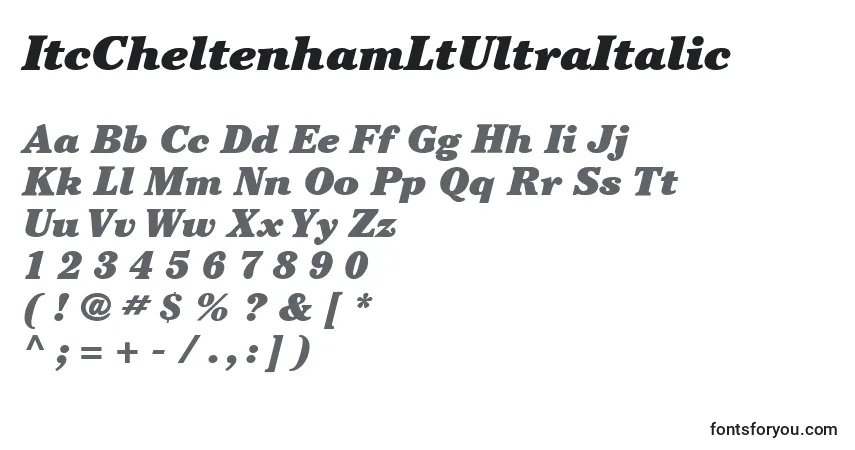 Schriftart ItcCheltenhamLtUltraItalic – Alphabet, Zahlen, spezielle Symbole