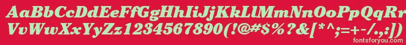 フォントItcCheltenhamLtUltraItalic – 赤い背景に緑の文字