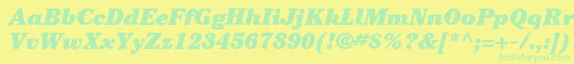 ItcCheltenhamLtUltraItalic Font – Green Fonts on Yellow Background