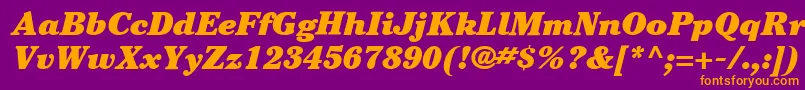 ItcCheltenhamLtUltraItalic-fontti – oranssit fontit violetilla taustalla