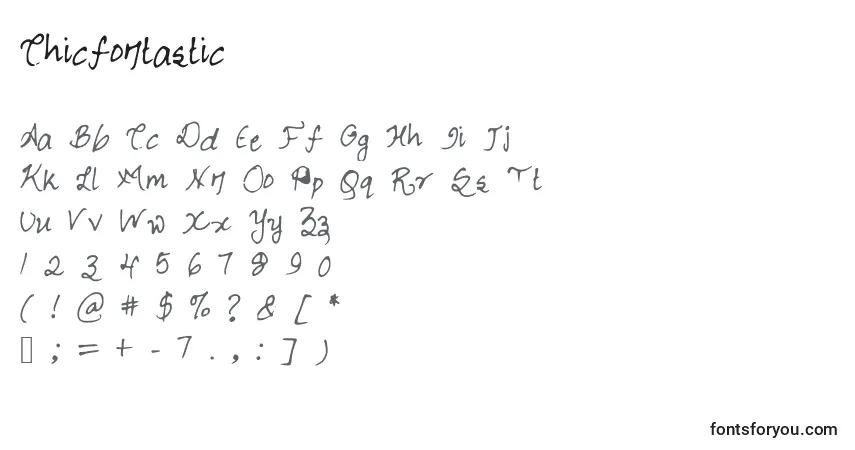 Czcionka Chicfontastic – alfabet, cyfry, specjalne znaki