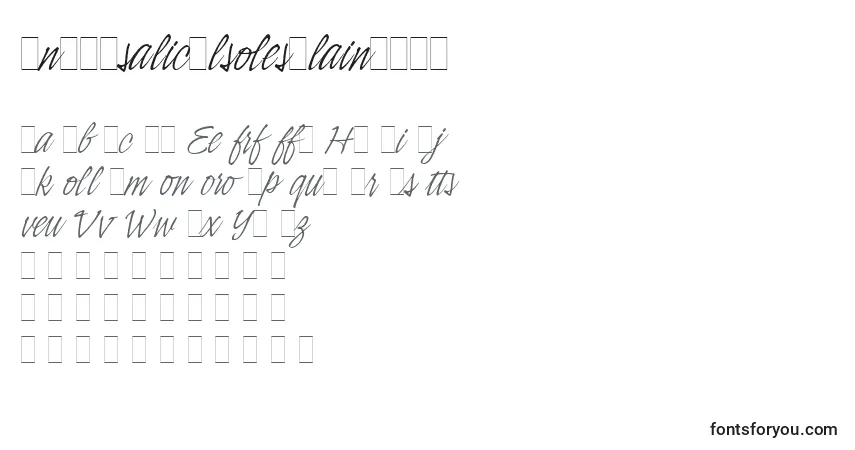 A fonte IndyItalicAltLetPlain.1.0 – alfabeto, números, caracteres especiais