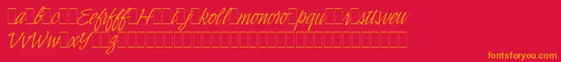 フォントIndyItalicAltLetPlain.1.0 – 赤い背景にオレンジの文字